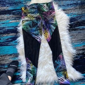 Women’s m/l multi color with mesh knees leggings